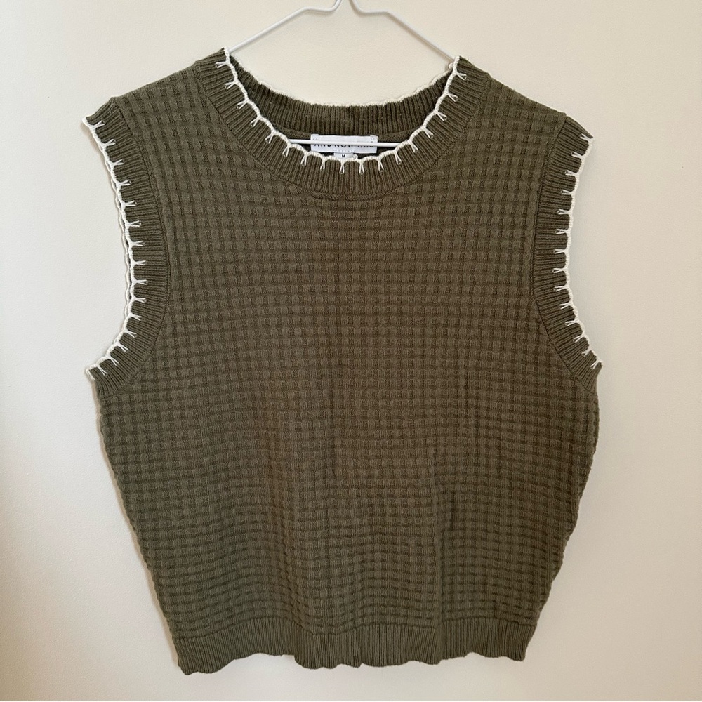 Stylish Olive Sleeveless Knit Tank Top